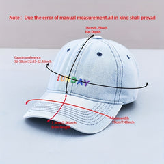 Embroidery Baseball Cap Denim Washed Unisex Couple Sun Hat