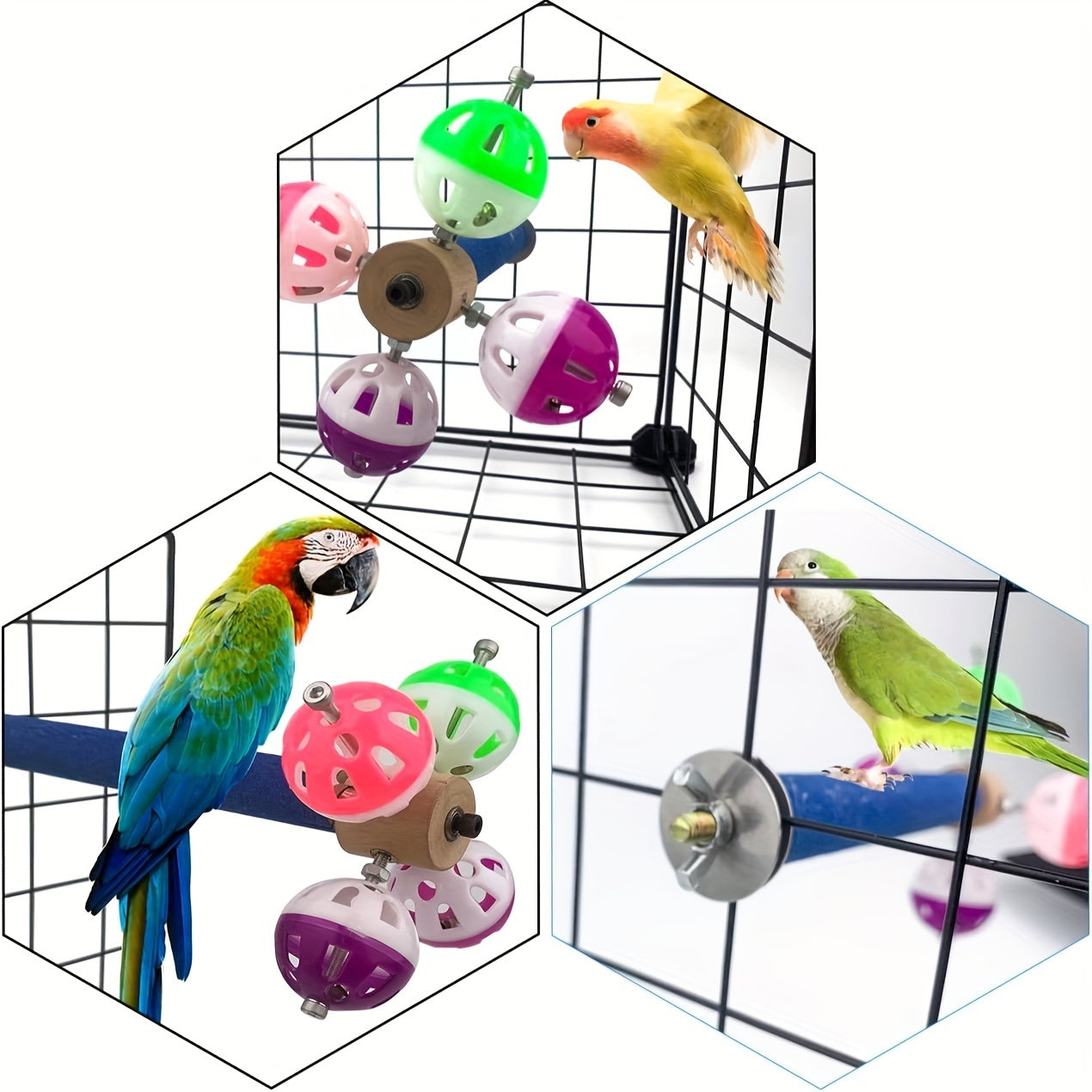Bird Perch Toy With Rotating Balls For Birds Budgies Budgerigars