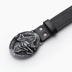 Vintage Western Cowboy Leather Belt with Embossed Design