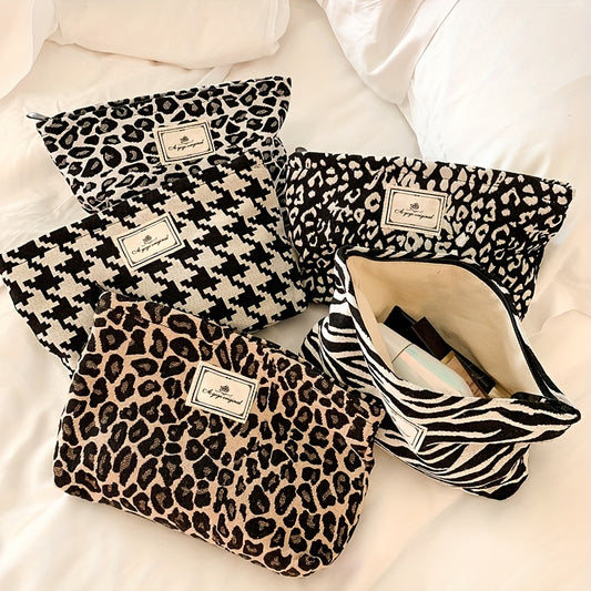 Leopard Print Cosmetic Bag Portable Makeup Pouch