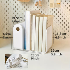 Desktop Bookshelf with Pen Holder & End Bookshelf for Books & Stationery