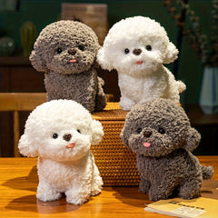Bichon Frise Plush Toy Realistic Cartoon Dog Animal Gray