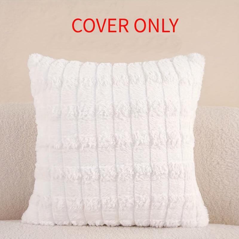 Velvet Soft Solid Decorative Square Throw Pillow Covers Set Ivory 18x18 Inch