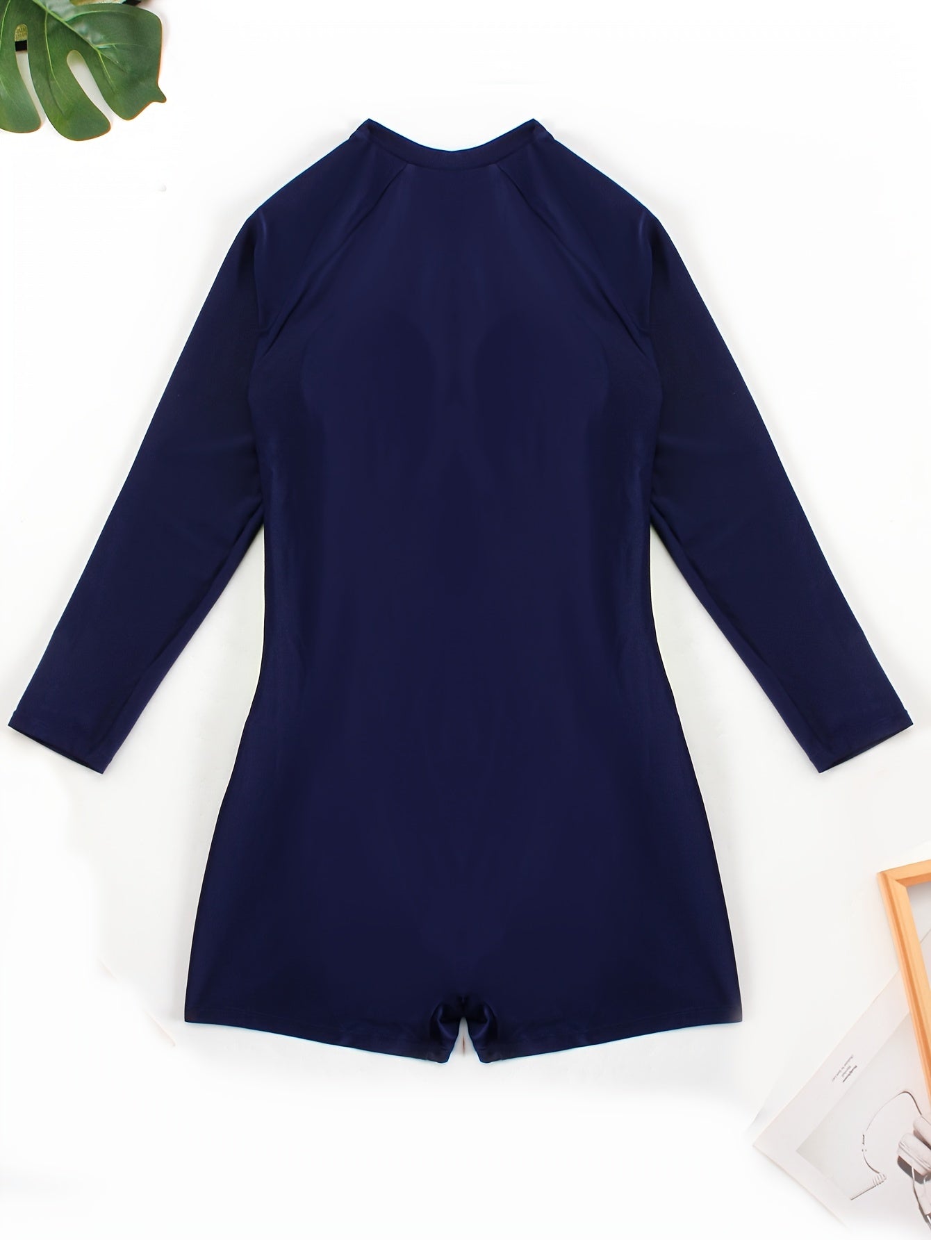 Women's Plus Size Long Sleeve Half Zipper One Piece Surfing Suit