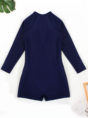 Women's Plus Size Long Sleeve Half Zipper One Piece Surfing Suit