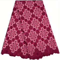African Cotton Lace Fabric With Rhinestones 4.57m