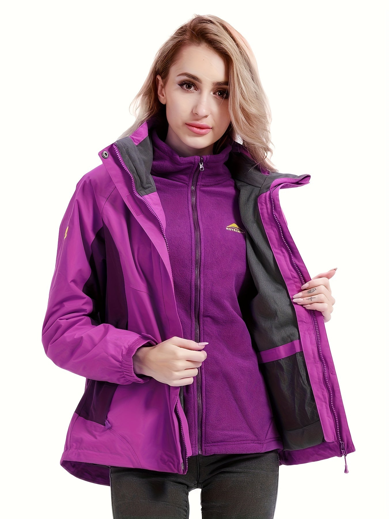 Women's Waterproof Ski Jacket Hooded Hardshell Winter Coat