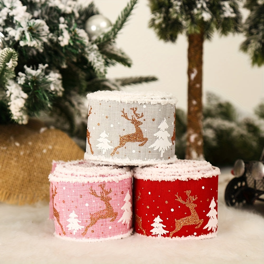 Christmas Decoration Supplies Can DIY Bowknot Ribbon Burlap Elk