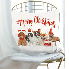 Christmas Dog Print Throw Pillow Cover Home Decor