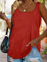  Solid Scoop Neck Tank Top