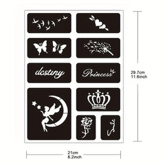 8 Sheets Tattoo Stencils & 6 Bottles Ink Set