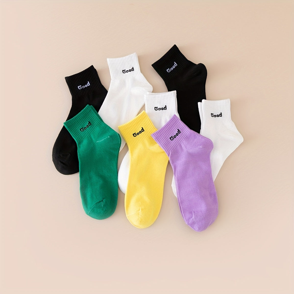 8 Pairs Letter Print Socks Soft Lightweight Women's Stockings