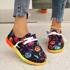 Colorful Pumpkin Pattern Halloween Canvas Shoes