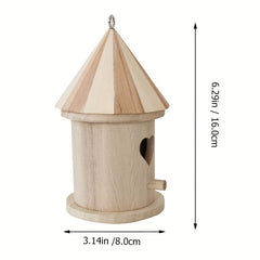 Wooden Aviary Bird Feeder Painted Pendant Heart Circular Pattern