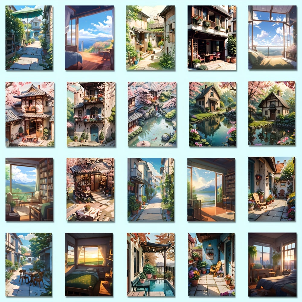 54pcs Landscape Illustration Stickers Pack for Laptop Luggage Bottle