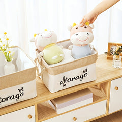 Handwoven Storage Basket Linen With Handle Clothing Storage