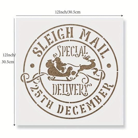 1pc Sleigh Mail Merry Christmas Stencil For Painting DIY