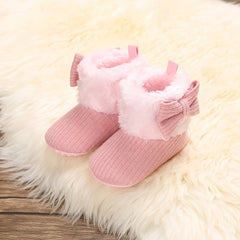 Bowknot Comfortable Boots For Baby Girls Soft Warm Plus Fleece Boots