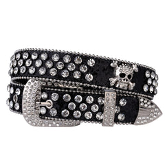 Skull Rhinestone Studded Belt For Women Girls