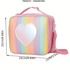 Children's Love Heart Rainbow Lunch Bag with Shoulder Strap
