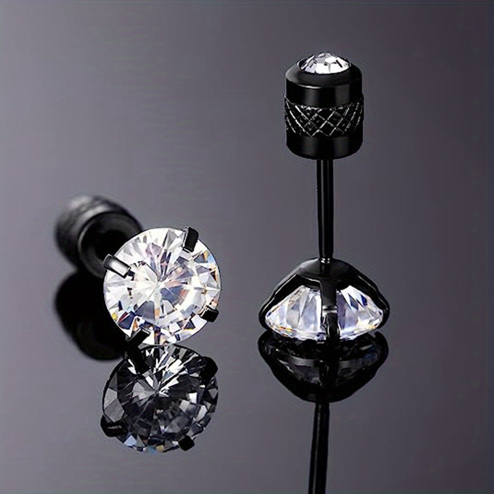 Double Sided Faux Diamond Stud Earrings for Men