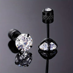 Double Sided Faux Diamond Stud Earrings for Men