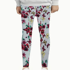 Butterfly & Flower Leggings Girls Comfy All Seasons Activewear