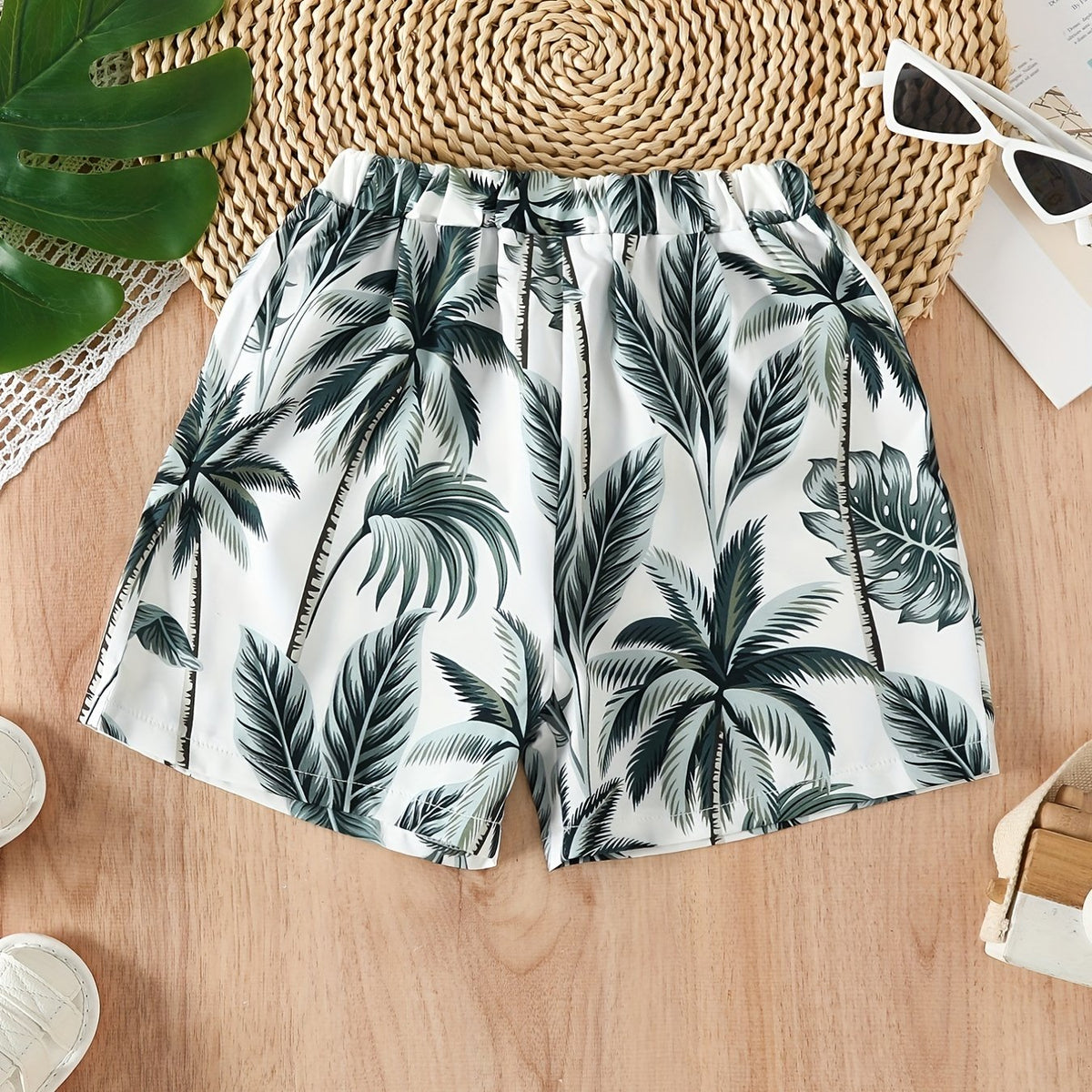 Hawaii Tropical Plant Print Boys Comfortable Shorts