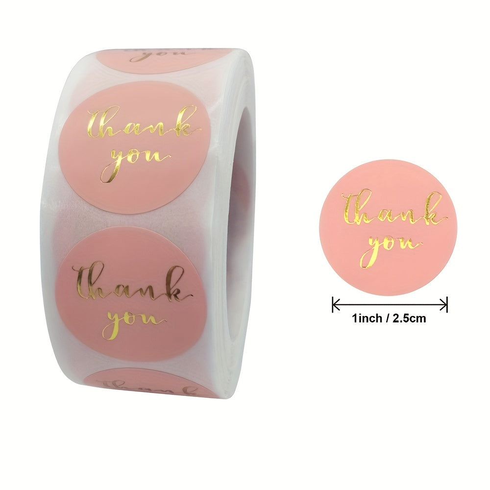 500pcs Bronzing Thank You Adhesive Sticker Label 1 Inch Gift Pack