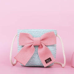 Children Straw Woven Handbags Small Purse Wallet Mini Shoulder Bags