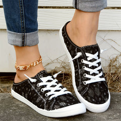 Women's Lace Canvas Shoes Round Toe Low Top