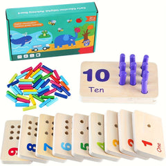 Wooden Counting Peg Board for Kids Ages 3-5 Interactive Number & Shape Sorting