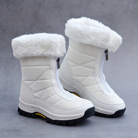 Women's Snow Boots Zipper Platform Comfortable Warm Outdoor Walking Shoes