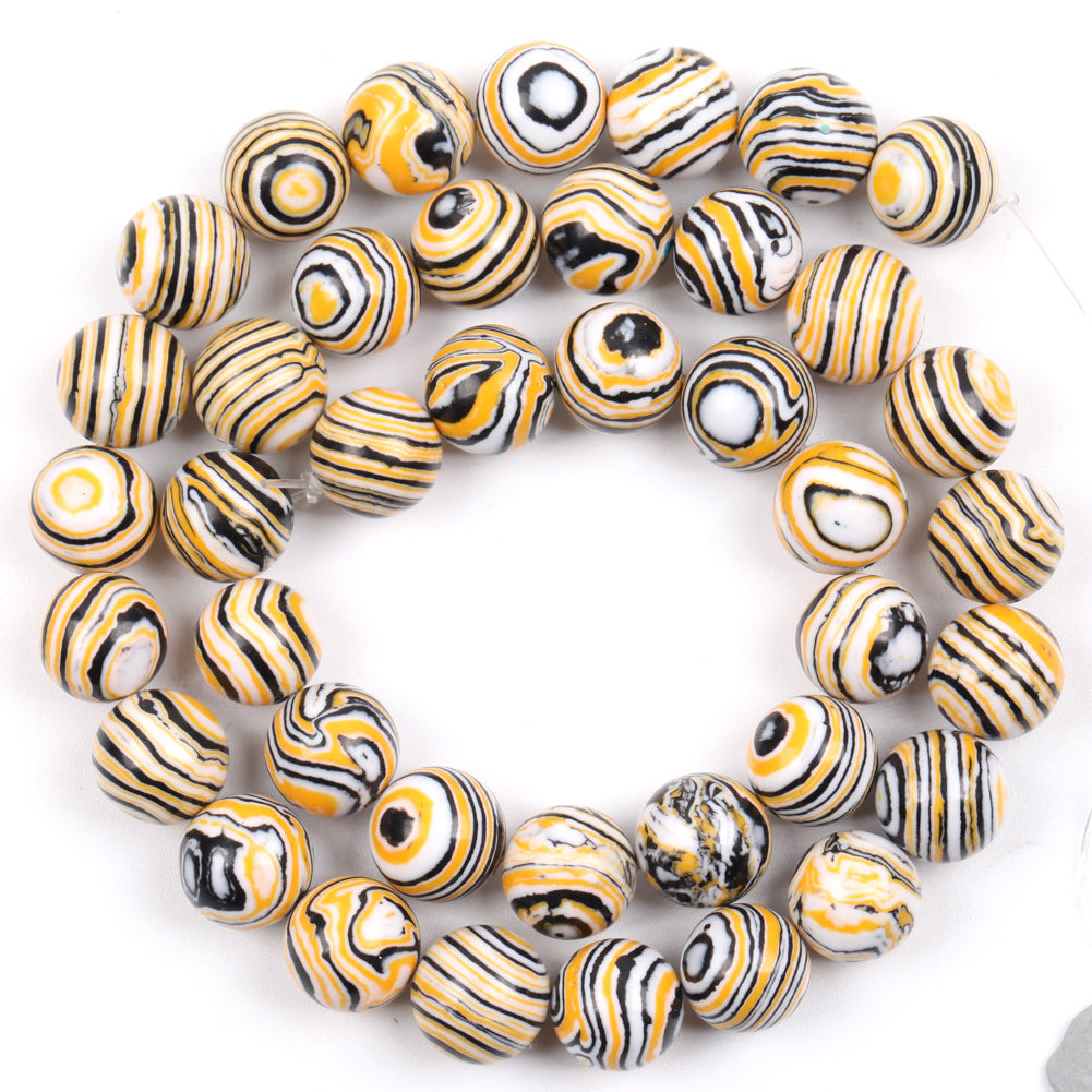 4mm Yellow Stripe Stone Loose Beads DIY Jewelry Making