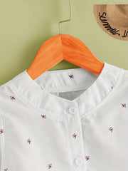 Girls Leaf Print Casual Dress for Autumn & Spring