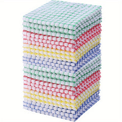 24pcs Waffle Square Dish Cloths Plaid Cleaning Rags Face Towels Kitchen Supplies