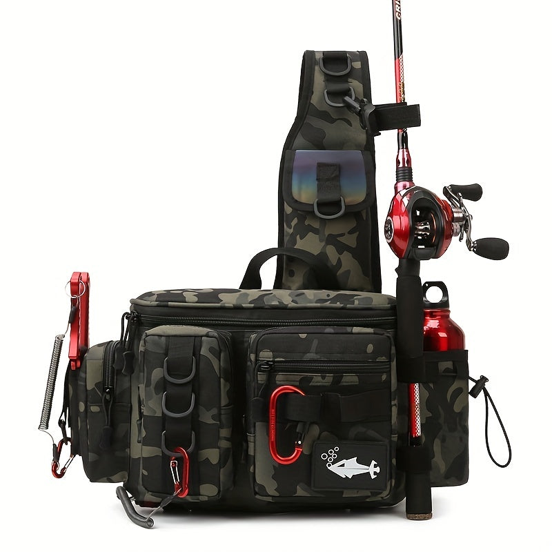 Fishing Backpack Tackle Sling Bag with Rod Holder