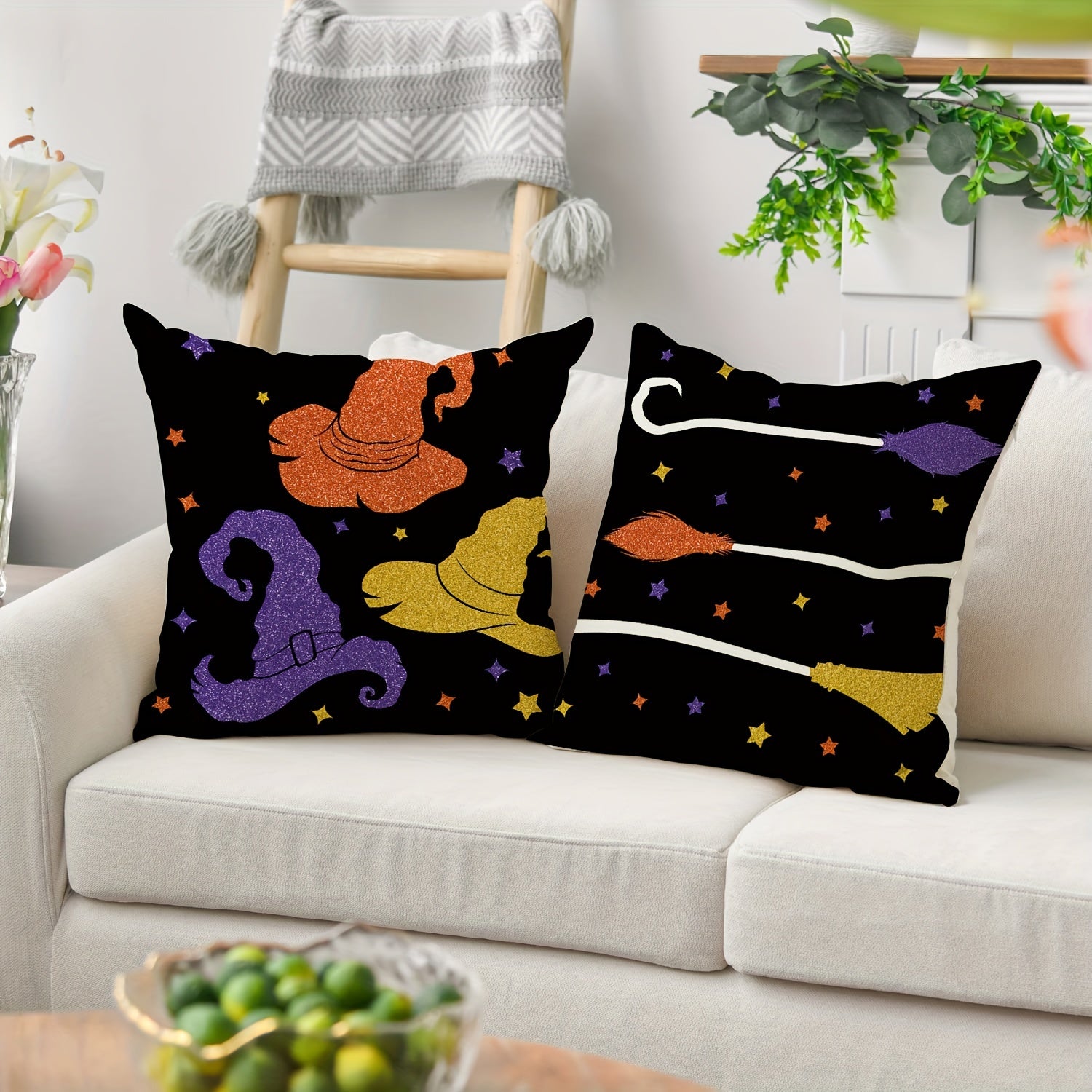 Halloween Linen Throw Pillow Covers