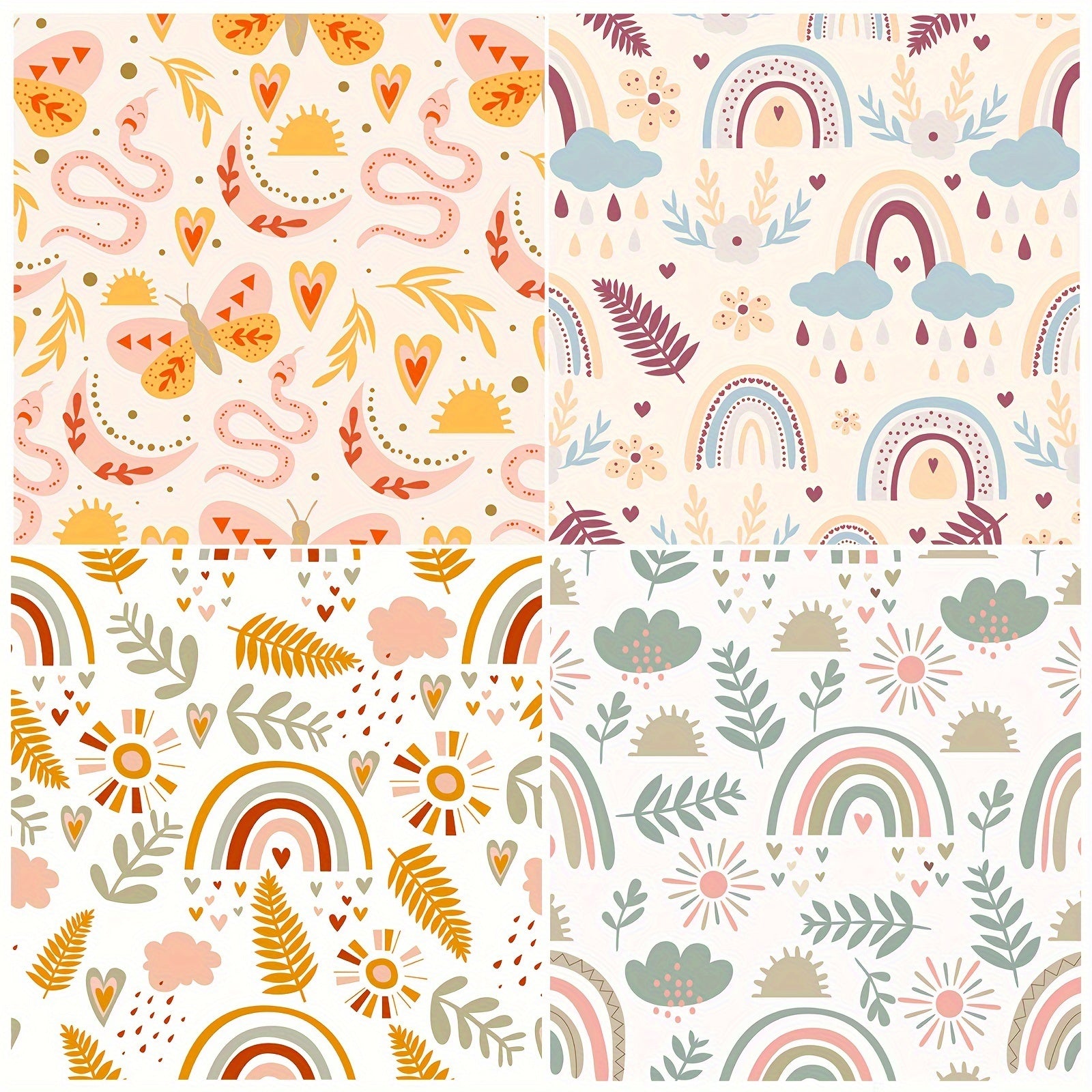 12pcs Bohemian Rainbow Series Background DIY Scrapbook Paper