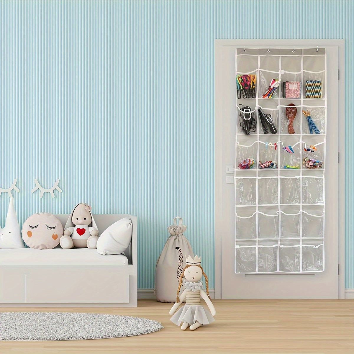 Over The Door Shoe Storage Rack With 24 Deep Pockets