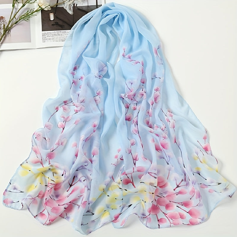 Leaf Chiffon Scarf Printed Breathable Shawl Outdoor Windproof Gauze Head Wrap