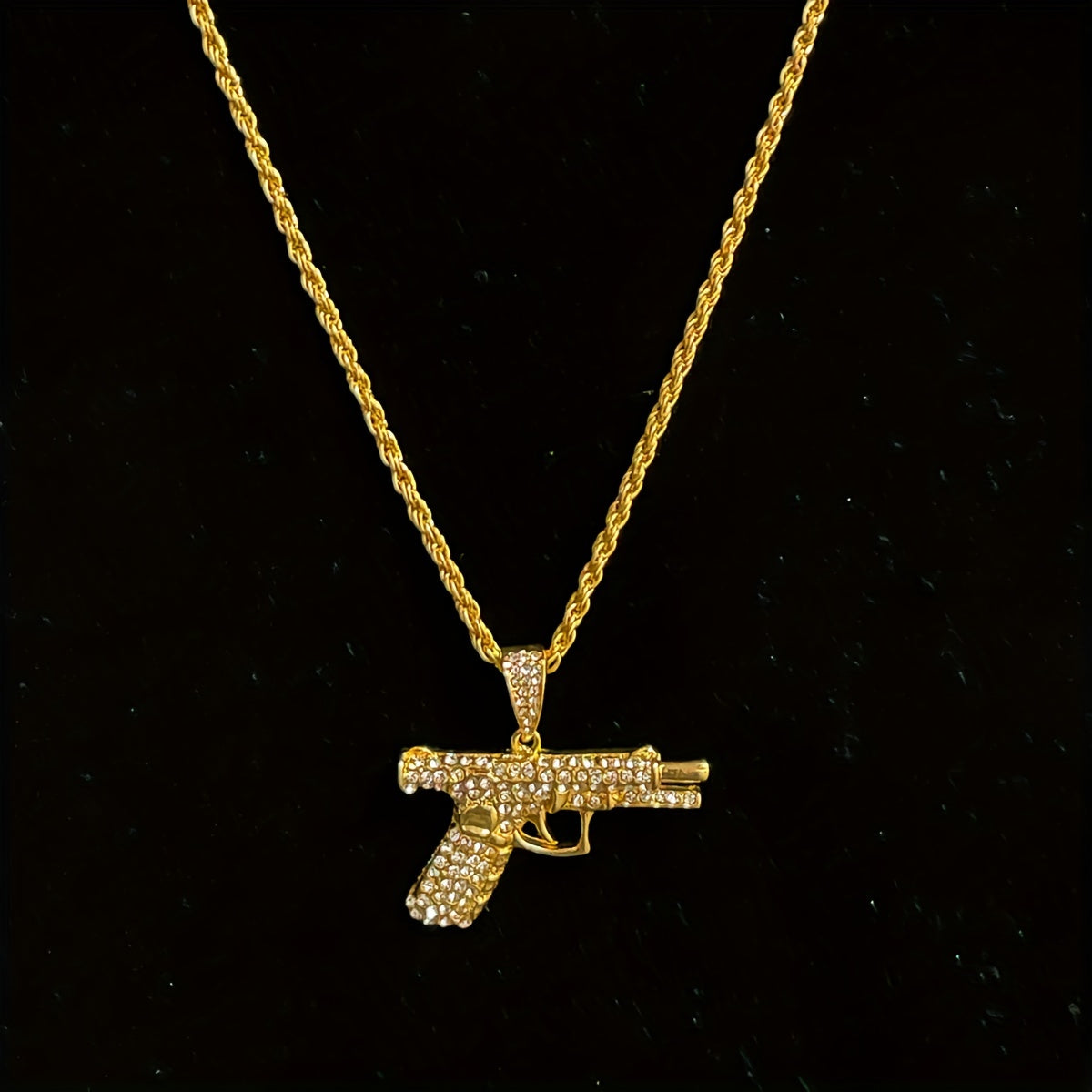 Zircon Inlaid Small Pistol Necklace Hip Hop Fashion Jewelry