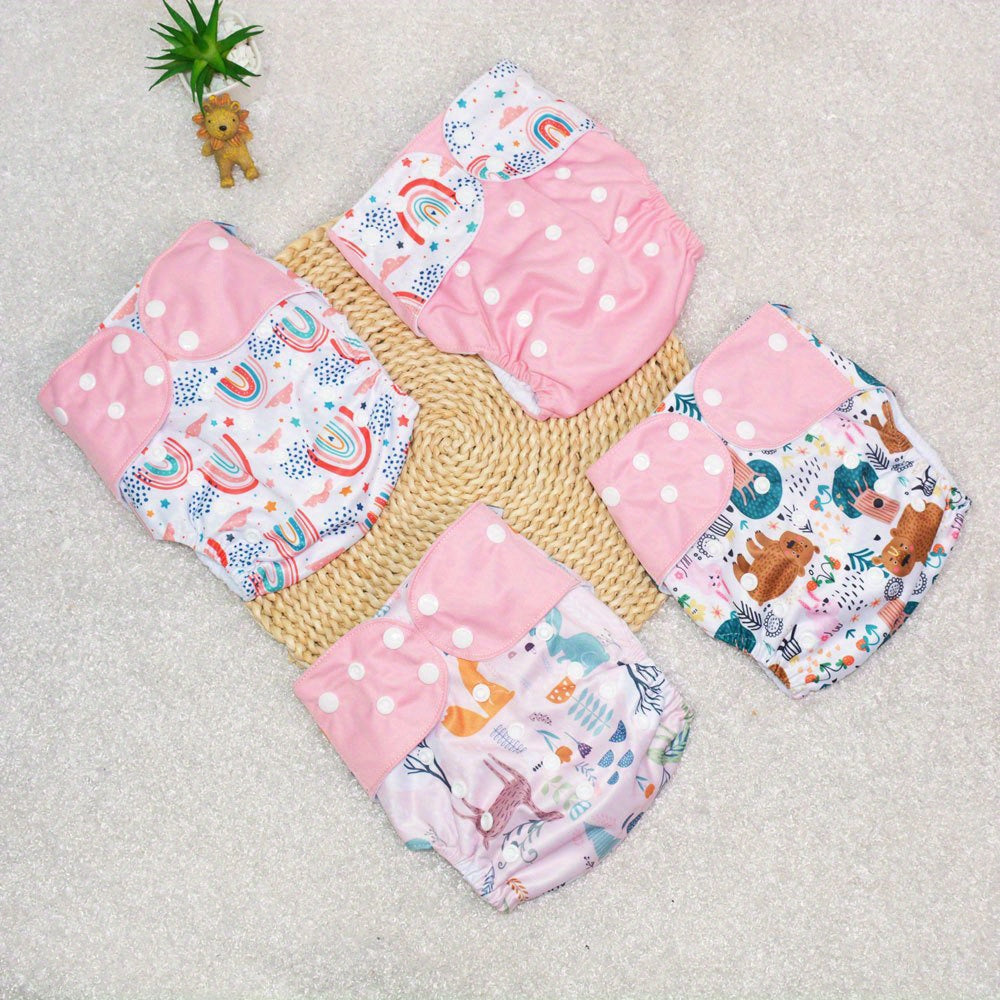 4pcs Washable Cloth Diaper Covers Adjustable Nappy Reusable Cloth Diapers