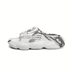Men's Cartoon Print Non Slip Platform Slides Comfortable Cloud Slides