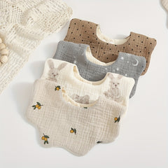 6-Layer Petal Print Baby Feeding Bibs Soft Burp Cloth