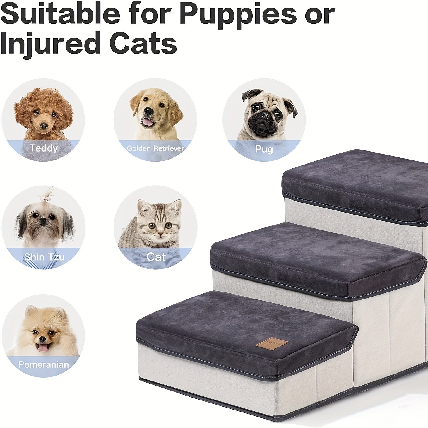 Foldable 3 Layer Dog Stairs For Small Dogs Cats