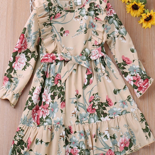 Flower Print Long Sleeve Dress