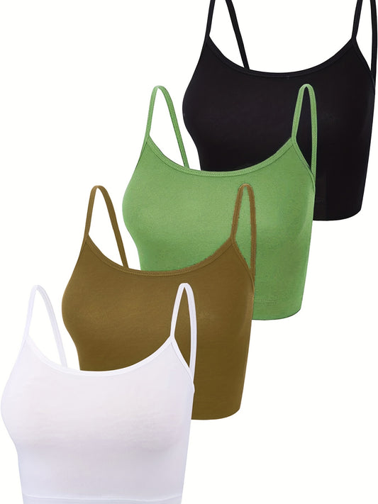 4 Pack Basic Crop Tops Sleeveless Cami Summer Essentials