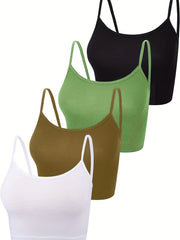 4 Pack Basic Crop Tops Sleeveless Cami Summer Essentials