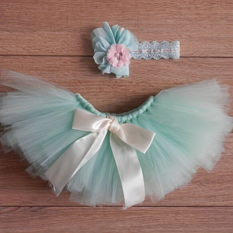 2 Piece Baby Girl Tutu Skirt Set for Newborn Photoshoots & Shower
